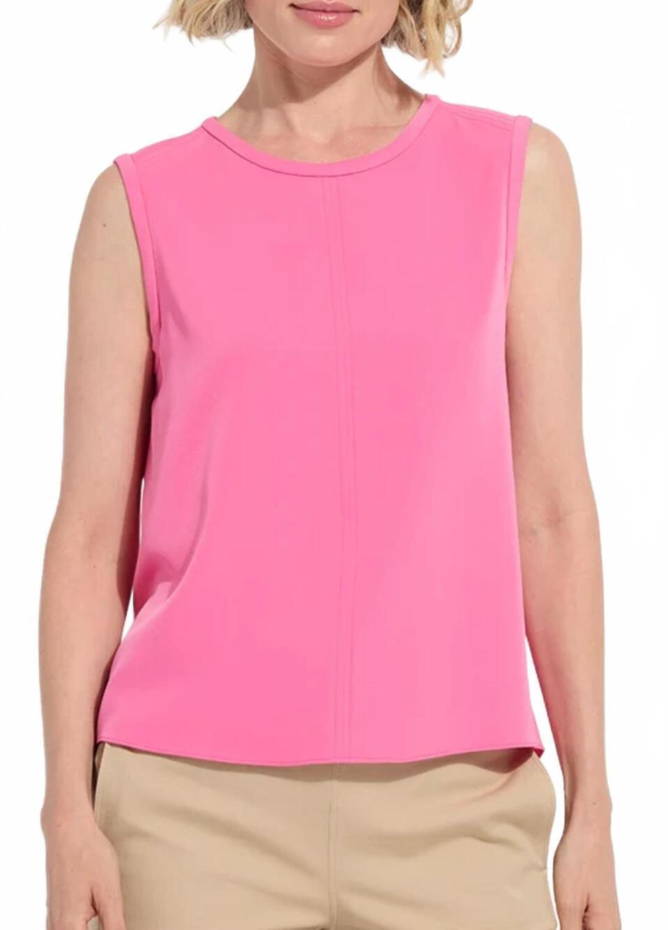 NEW LYSSE kayra pull on folded back top in pink